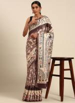 Cotton Dusty Pink Casual Wear Printed Saree